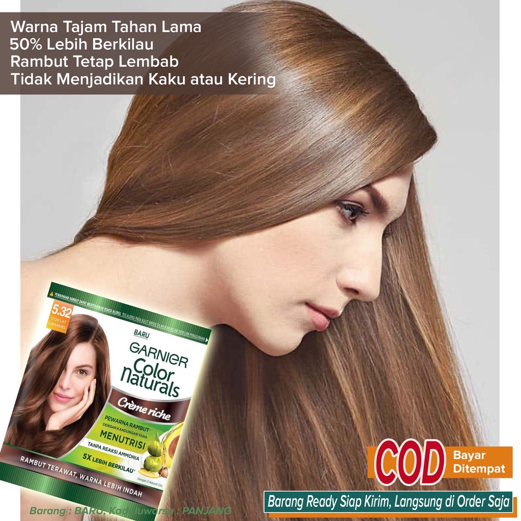 Jual Semir Pewarna Rambut Warna Tajam Awet Tahan Lama No Pudar No Luntur No Kaku Rambut Halus Lembut ~ Garnier Color Naturals Sachet 5.32 Coklat Caramel | Shopee Indonesia