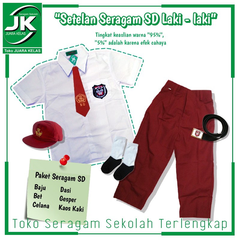 Jual [Toko Juara Kelas] Setelan Seragam SD Laki-Laki / Paket Seragam Sekolah  SD / Baju Seragam SD / Celana Seragam SD&quot; Indonesia|Shopee Indonesia