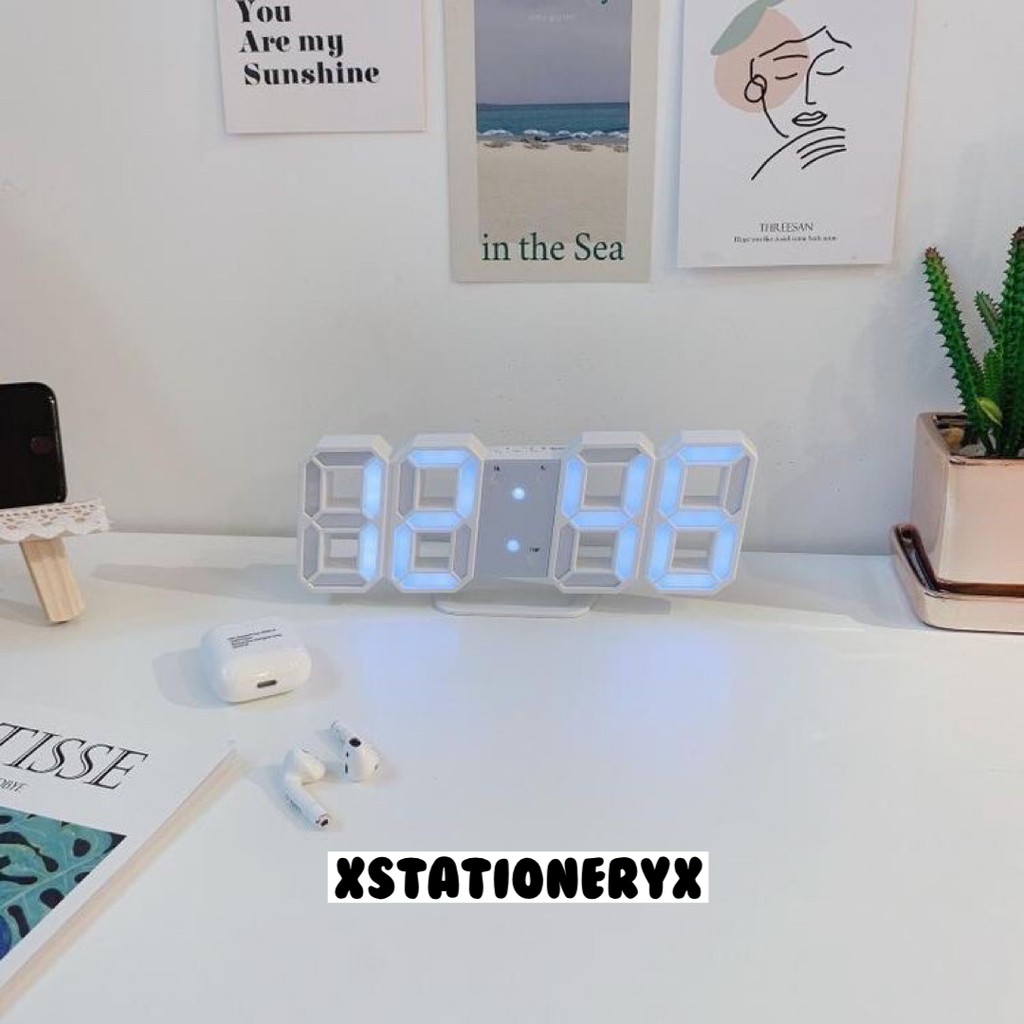 Jual xstationeryx Aesthetic Study LED Digital Desk Clock Jam Kamar Meja