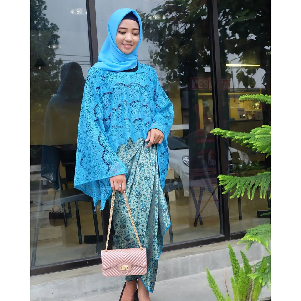 EASTERN.ID - Cape Renda Biru | Atasan/Setelan Kebaya Modern Brokat Brukat |  Shopee Indonesia