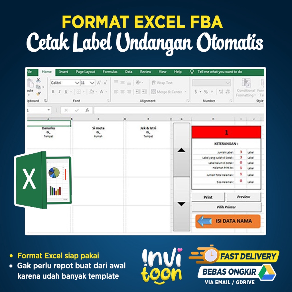 Jual Aplikasi Excel Untuk Print Label Undangan Otomatis Shopee Indonesia