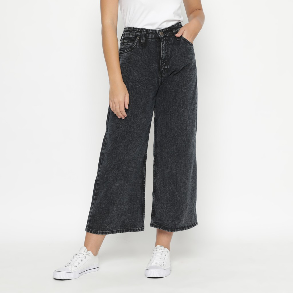 Esrocte Kulot Jeans Wanita Celana Highwaist Panjang P01
