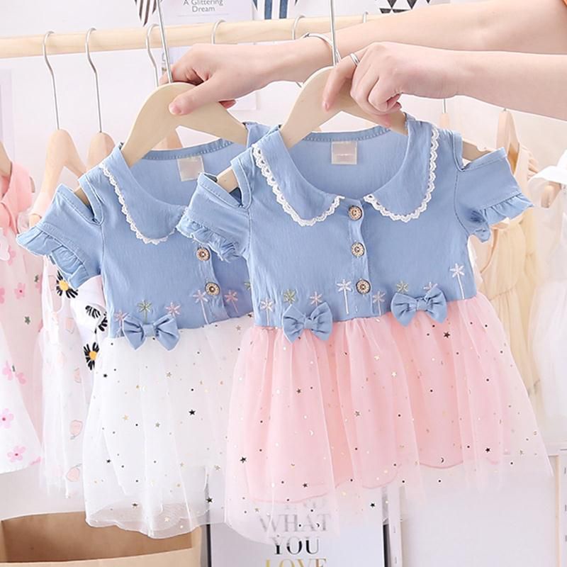 dress anak tule mix denim import baju anak dress cantik 3