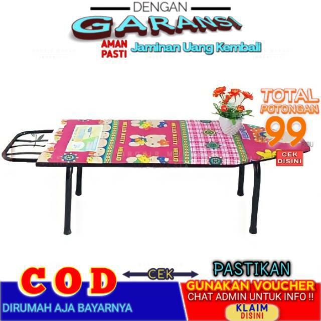 Alas Meja Setrika Lipat Lesehan Duduk Besi Motif Karakter Praktis