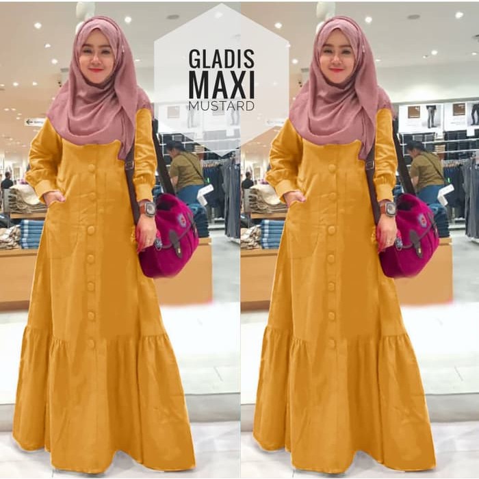 20+ Inspirasi Gamis Warna Mustard Kombinasi Hitam Nikies Diary