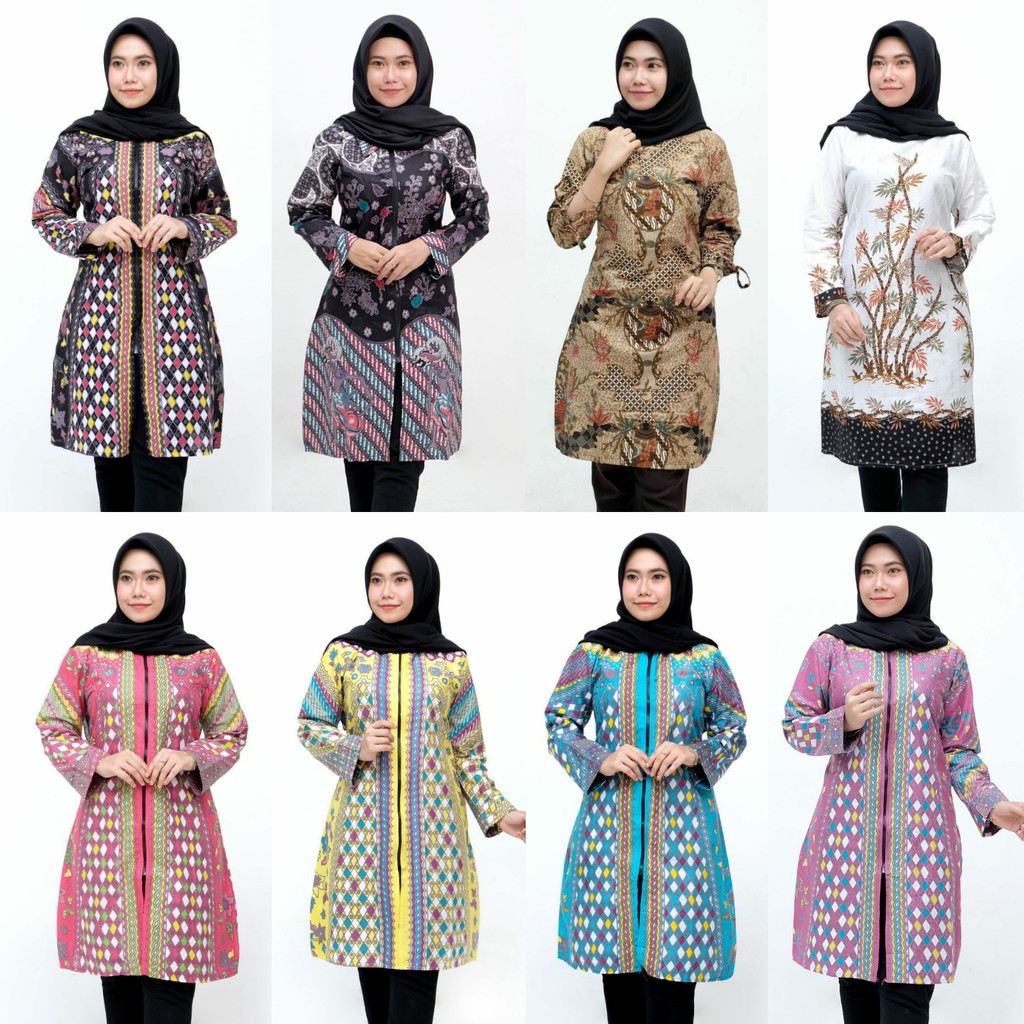 Jual ORI BATIK DIANPUTRI TUNIC BATIK ZIPPER DEPAN MOTIF SINARAN 3