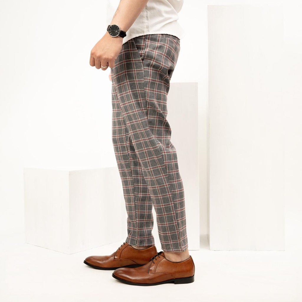 Jual 7965 Celana Panjang Pria Motif Kotak Abu Coklat Murah-Bawahan Trousers Slimfit Tartan Grey Brown | Shopee Indonesia