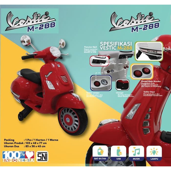 Jual Motor Vespa Aki Scooter Anak Vespa Anak Mainan Anak Vestic M-288 Motor Matic Otomotif Anak | Shopee Indonesia