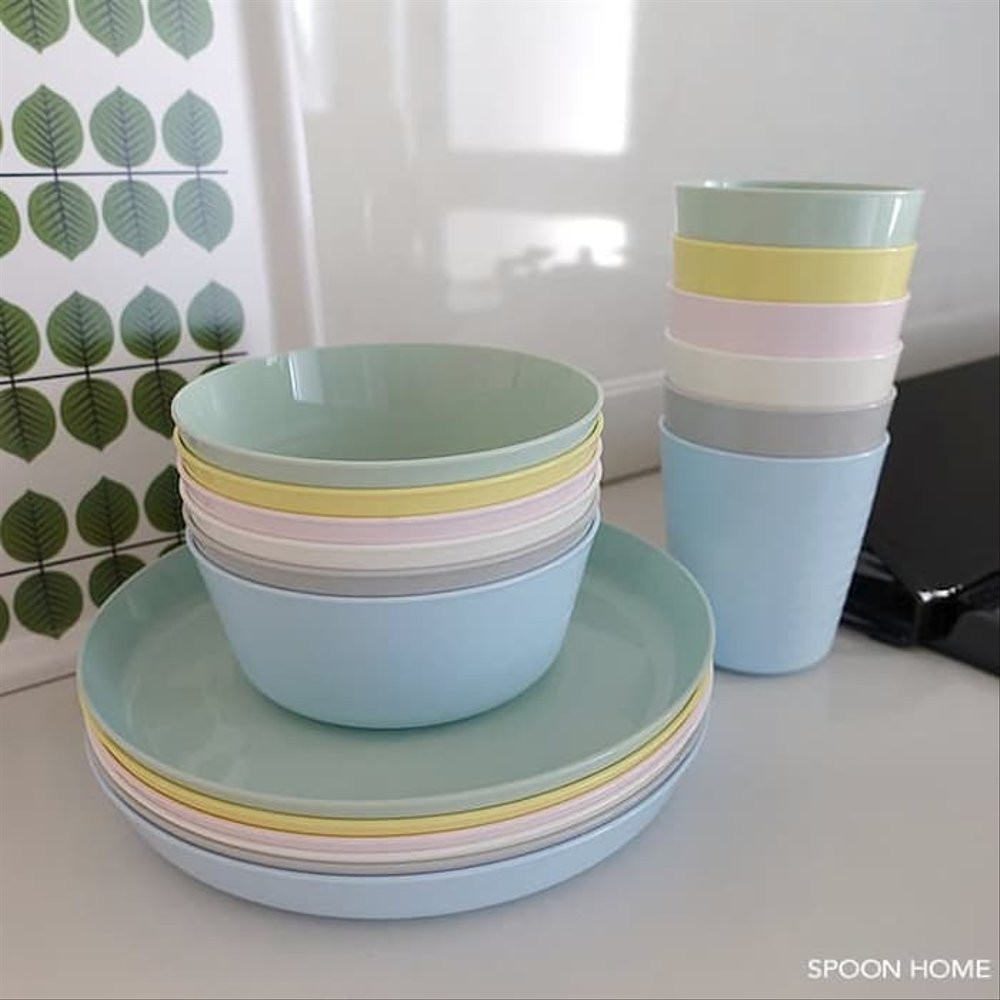 Ikea kalas mangkok piring gelas plastik warna pastel Shopee Indonesia