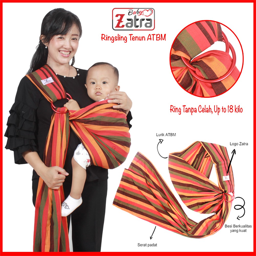 ZATRA Gendongan Bayi RingSling Tenun Lurik Premium