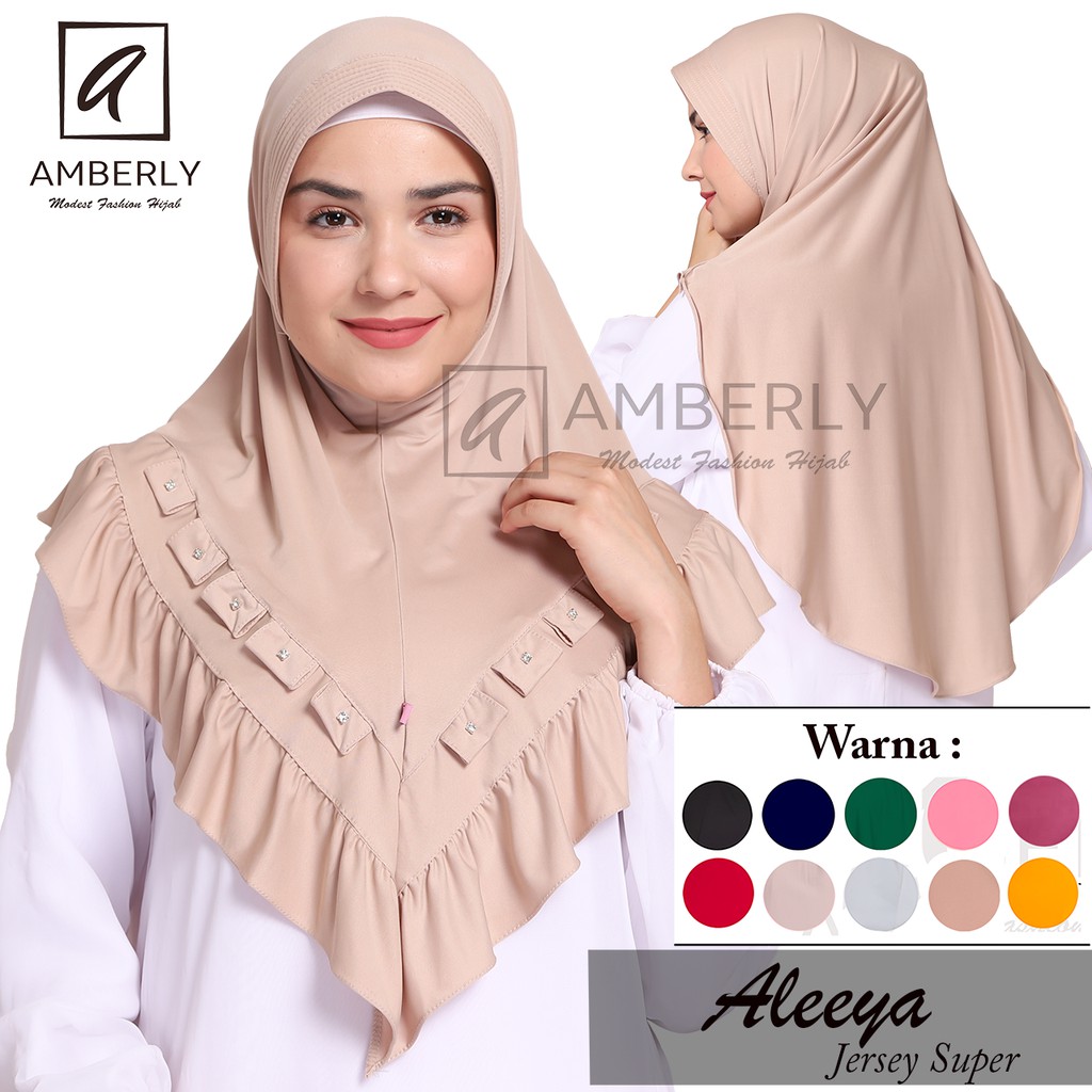 Amberly Aleeya Jilbab instan jersey bahan Jersey Super Shopee Indonesia