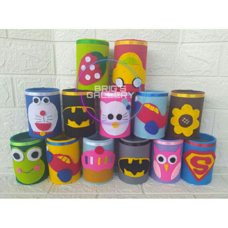 Tempat Pensil Karakter Kaleng Rokok Kain Flanel / Pencil Holder / Kerajinan  Tangan / Prakarya | Shopee Indonesia