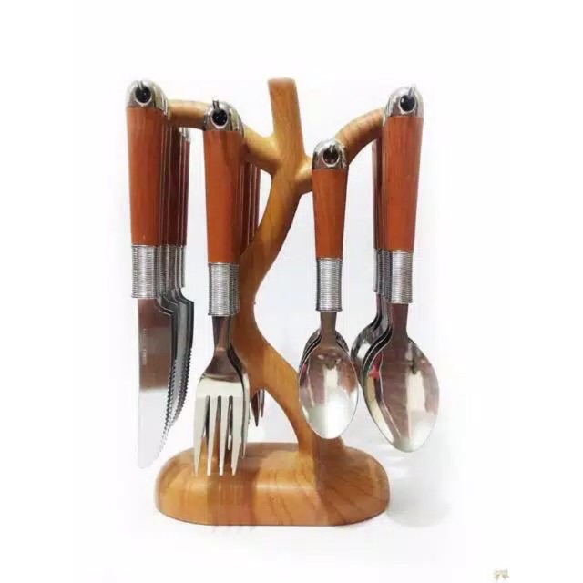 Sendok Caspian 24 Set Sendok Pohon Sendok Motif kayu set 24 Shopee