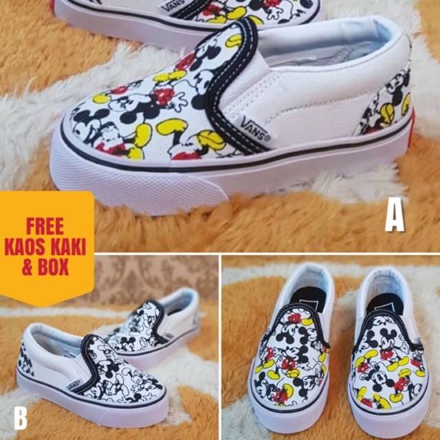 SEPATU ANAK VANS SLIP ON DISNEY LAKI LAKI DAN PEREMPUAN FREE KAOS KAKI