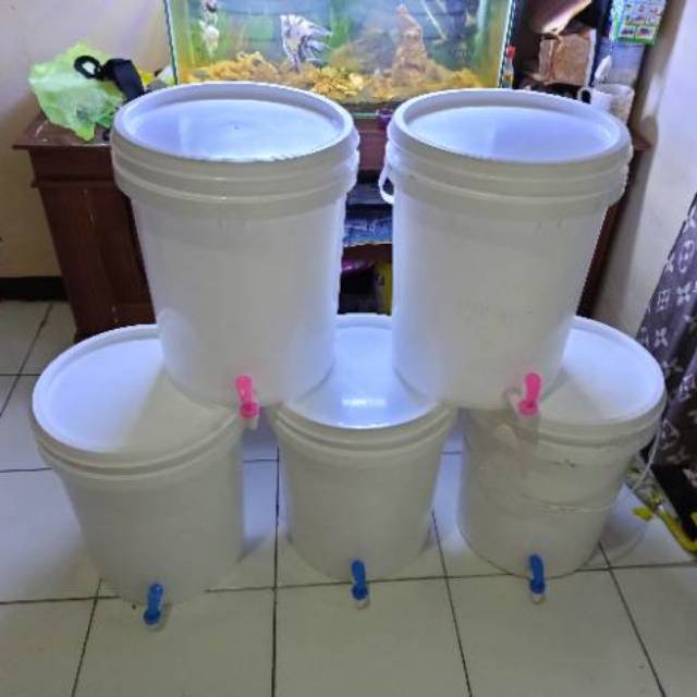 Ember Tempat Air Cuci Tangan Besar 25kg Sanitizer + Kran dan Tutup
