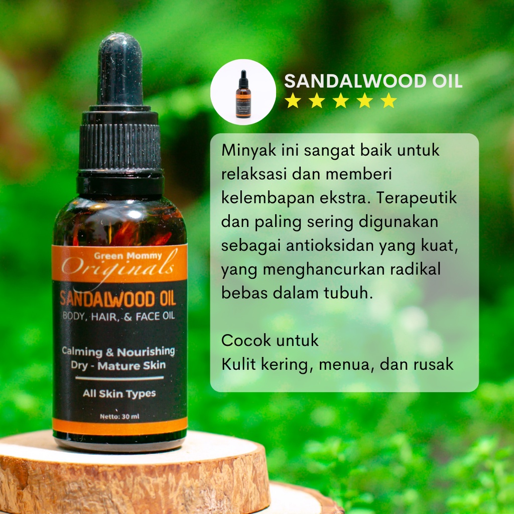 Jual Sandalwood Oil (Body Oil/ Face Oil Pelembab Badan Kulit Kering
