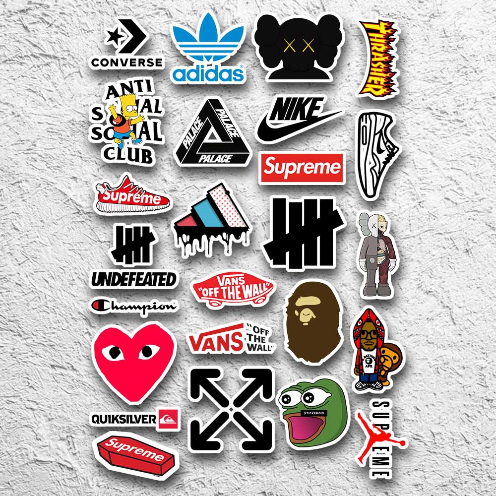 Jual (HD) Paket Sticker Hypebeast Brand Indonesia