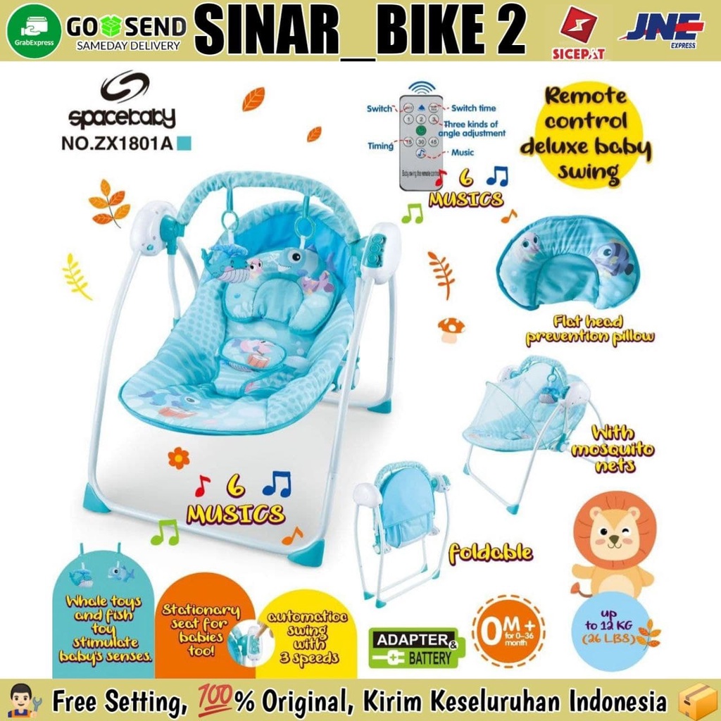Jual Bouncer Remote Control Deluxe Baby Swing ZX1801A Merk SpaceBaby By