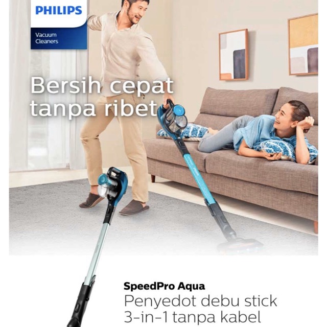 Jual Philips Fc6728 Speedpro Aqua Cordless Vacuum Cleaner 3In1 - Blue | Shopee Indonesia