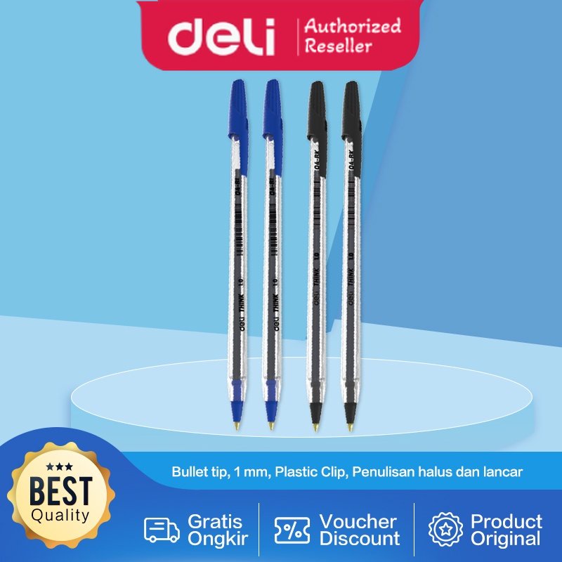 Jual Deli Ballpoint Pen / Pulpen Bolpoin Tip 1 MM Penulisan Lancar dan