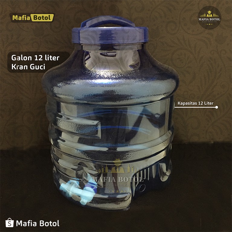 Galon 12 liter botol kran cuci tangan guci pet besar baru tebal biru aqua  minum minuman murah | Shopee Indonesia