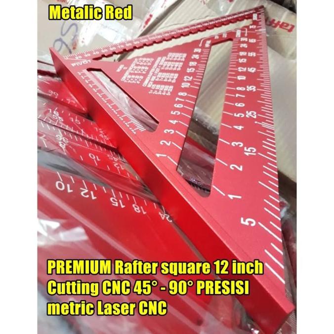 Jual PREMIUM RED rafter square 12 inch speed square 12" cutting Laser