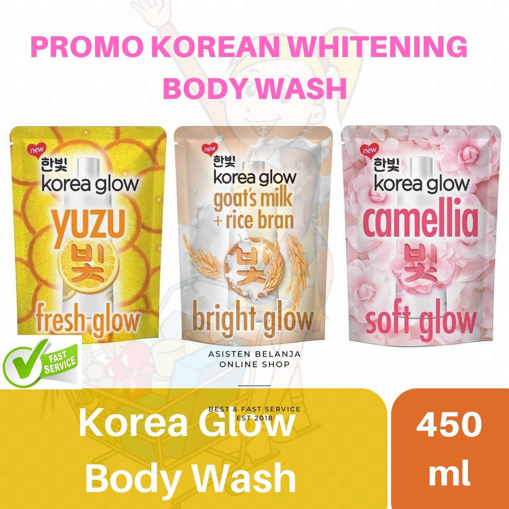 KOREA GLOW Whitening Body Wash Refill Yuzu Camelia 450ml , Goal Milk