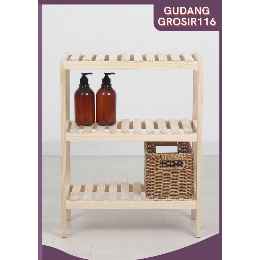 Jual Wooden Shelf 3 Uk50/ Rak Serbaguna / Rak Susun / Rak Minimalis