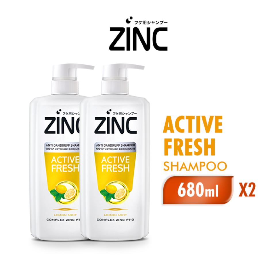 Jual ZINC Shampoo Active Fresh Botol 680ML x2 Shopee Indonesia