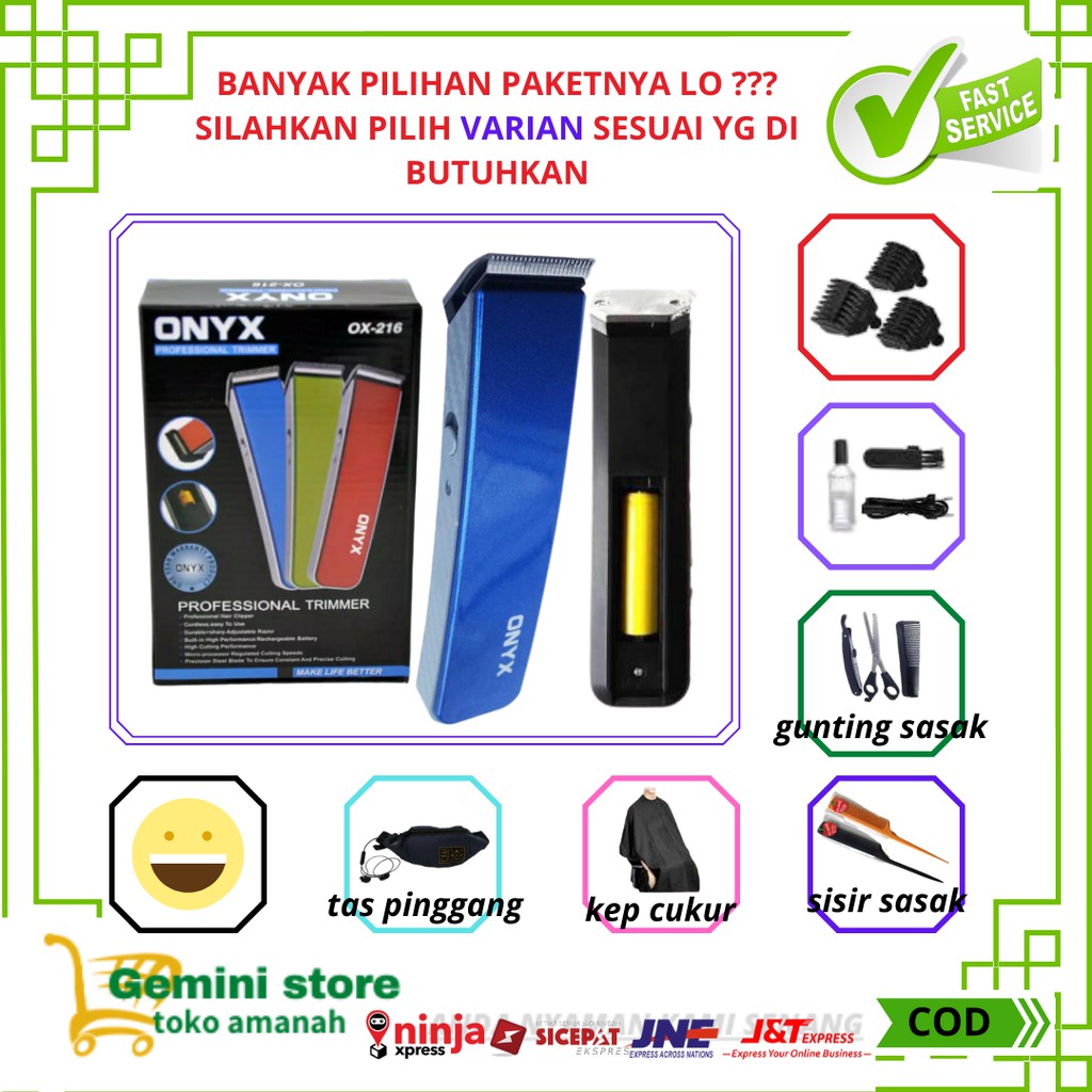Mesin cukur Onyx OX216 Alat cukur rambut multifungsi Hair Trimmer Charger cukuran Kumis jenggot