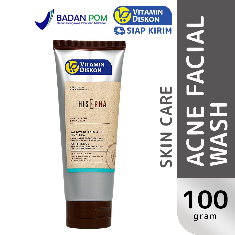 Hiserha Gentle Acne Facial Wash 100 G Pembersih Wajah Kulit Berminyak