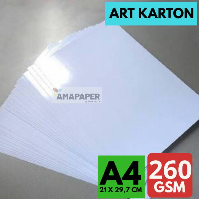[100 LEMBAR] Kertas A4 Art Paper Karton 260gsm Kilap Glossy Tebal Untuk Cetak Kartu Nama Poster