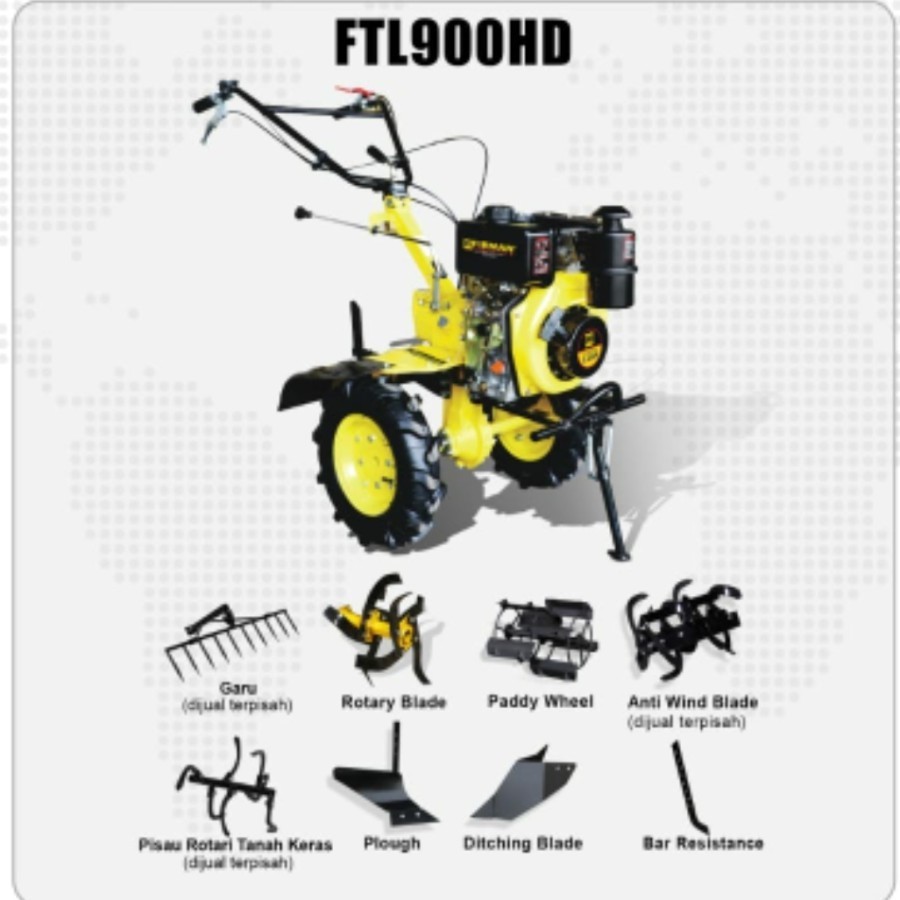 Mini Tiller Cultivator Firman FTL900HD Mesin Traktor Solar FTL 900HD Mesin  Bajak Sawah Bajak Ladang | Shopee Indonesia