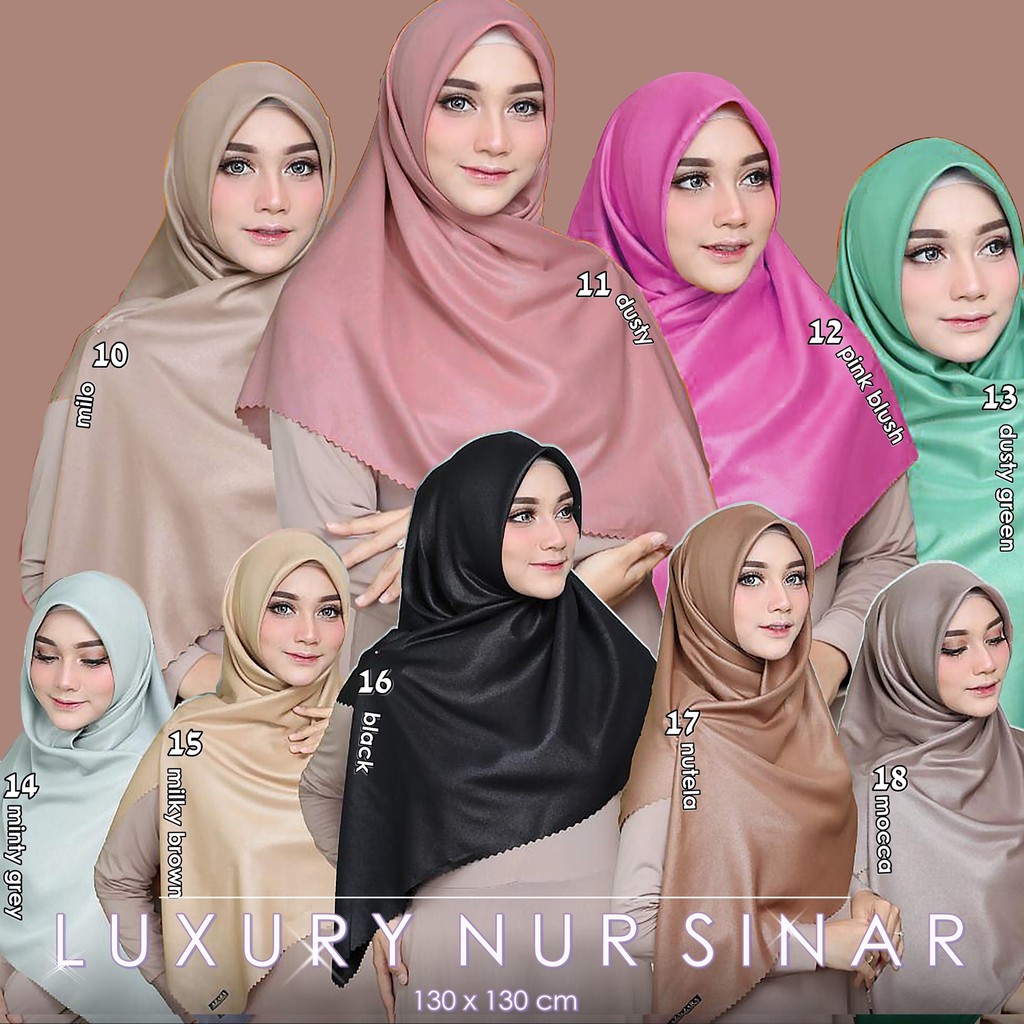 Jilbab Segi empat NUR SHINAR Luxury SYARI LC 130x130 Lacer Cut Shinar