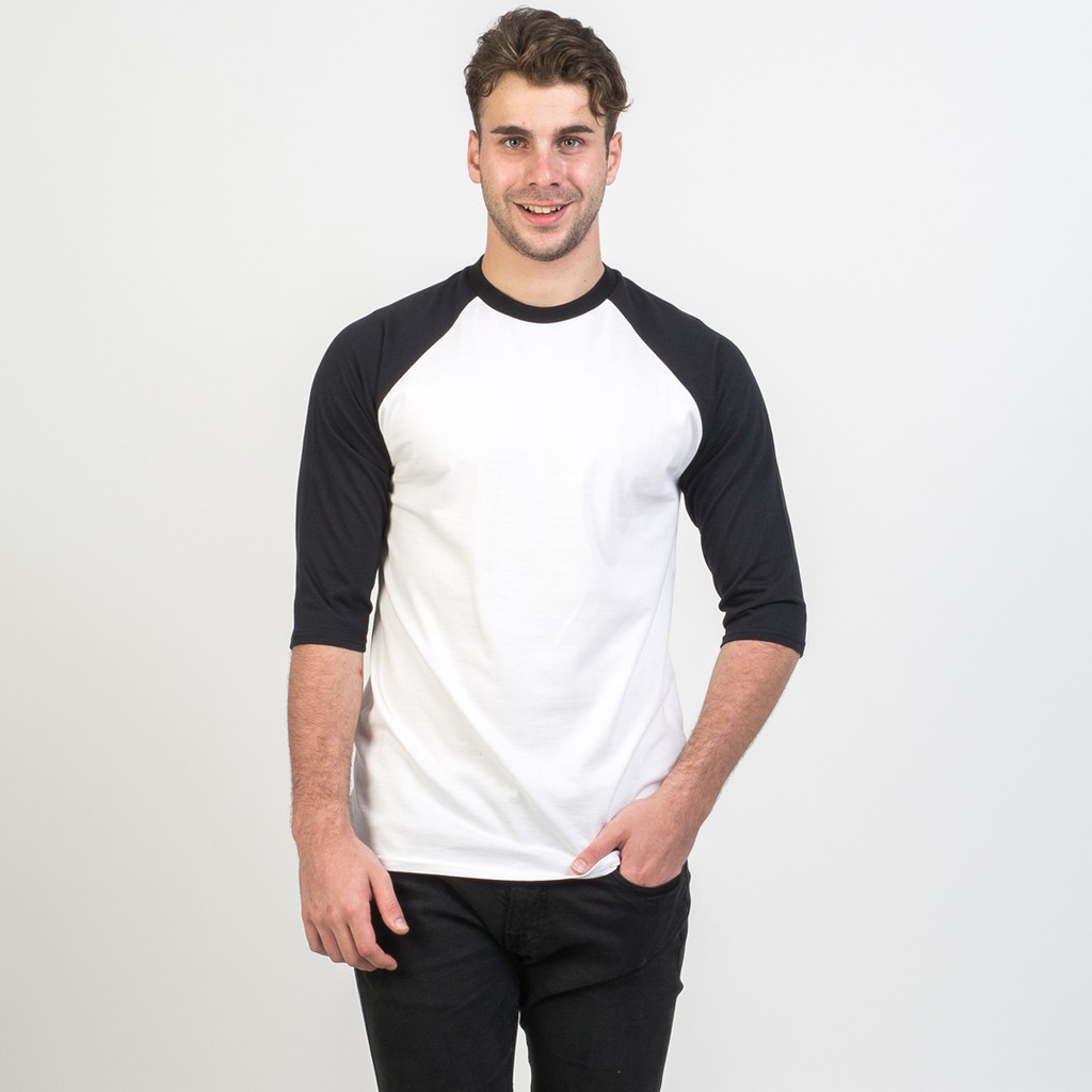 Kaos Raglan Polos Lengan 3/4 NEW STATES APPAREL ( NSA
