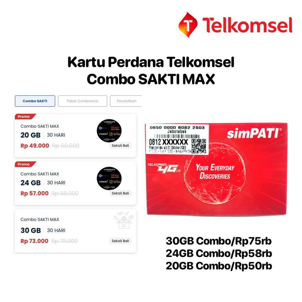 Kartu Perdana Telkomsel Combo SAKTI MAX Shopee Indonesia