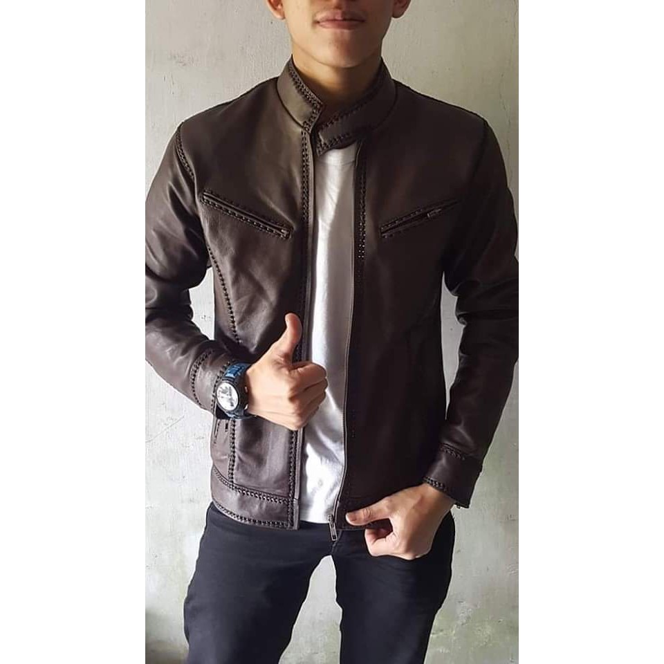 Jual Jaket Kulit Sulam Coklat | Shopee Indonesia