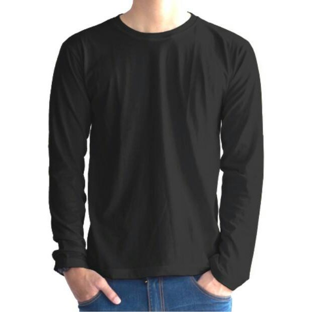 Jual Kaos Polos Hitam Lengan Panjang ( Bahan Cotton Carded ) Size