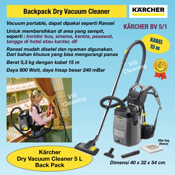 Jual Dry Vacuum Cleaner Karcher BV 5/1 (Backpack)