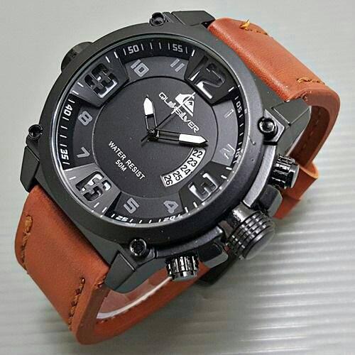 Jual Jam Tangan Pria Quiksilver Tali Kulit Coklat Muda | Shopee Indonesia