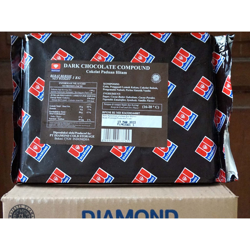 Jual Coklat Diamond Dark Chocolate Compound 1Kg (1 Karton-5Kg) | Shopee Indonesia