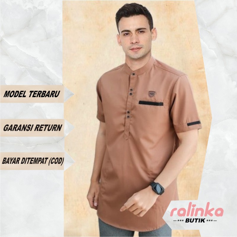 Jual Baju Koko Kurta Muslim Pria Laki Laki Warna Coklat Susu Terbaru 2021 | Shopee Indonesia