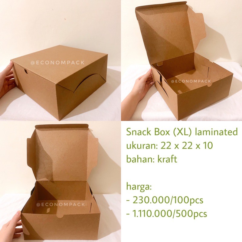 Jual Box Kraft 22X22X10 Laminated / Dus Makanan/ Kemasan Makanan / Dus Coklat / Box Coklat | Shopee Indonesia