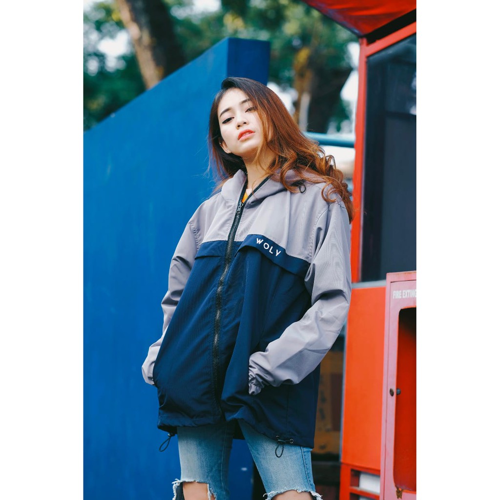Jaket parasut wanita hypernova grey navyjaket parasut