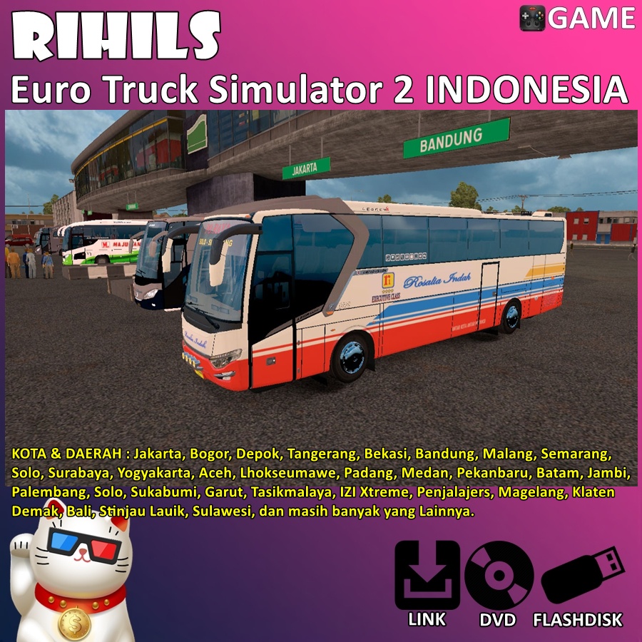 Jual Euro Truck Simulator 2 ETS2 Mod Bus Truk Map Indonesia Paket