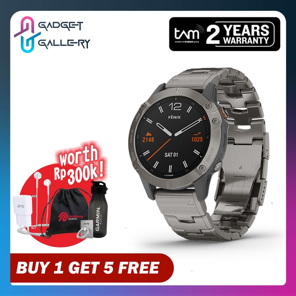 Jual Garmin Fenix 6 Sapphire With Vented Titanium Bracelet - Garansi Tam 2 Tahun | Shopee Indonesia