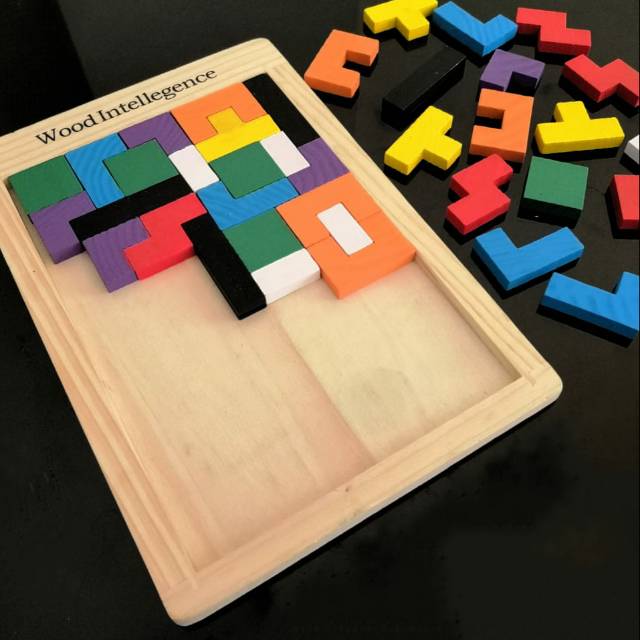 Wooden Intellegence puzzle tangram tetris Shopee Indonesia