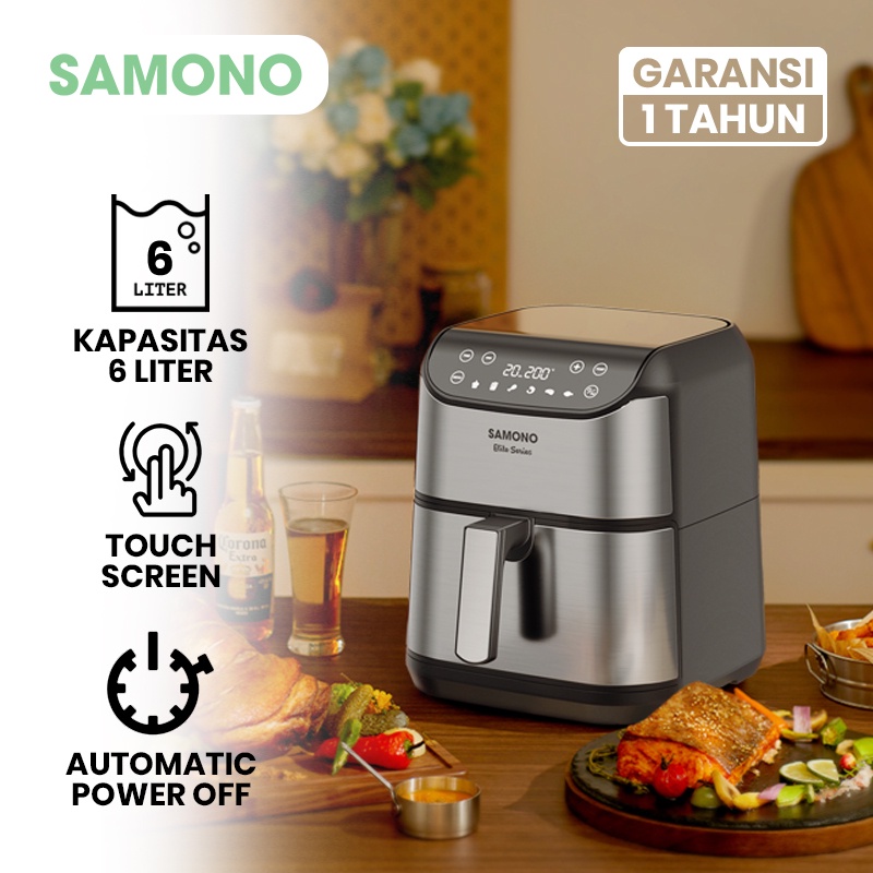 Jual Samono 6L Air Fryer Mesin Stainless Steel Touch Screen 6 Mode