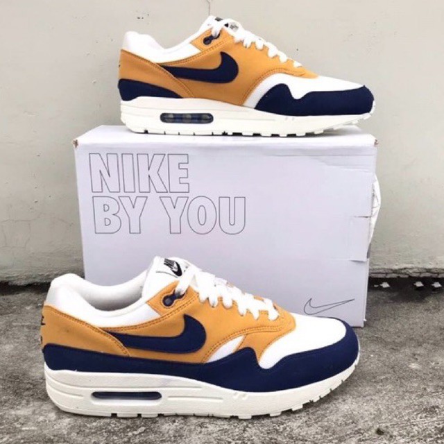 Jual Nike Air Max 1 By You Mustard Navy White | Shopee Indonesia