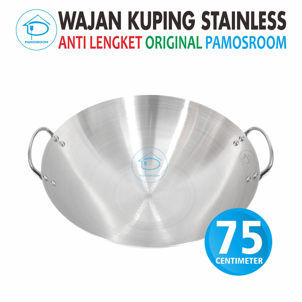 Pamosroom Wajan Stainless 75cm Tebal Panci Anti Lengket Kuali